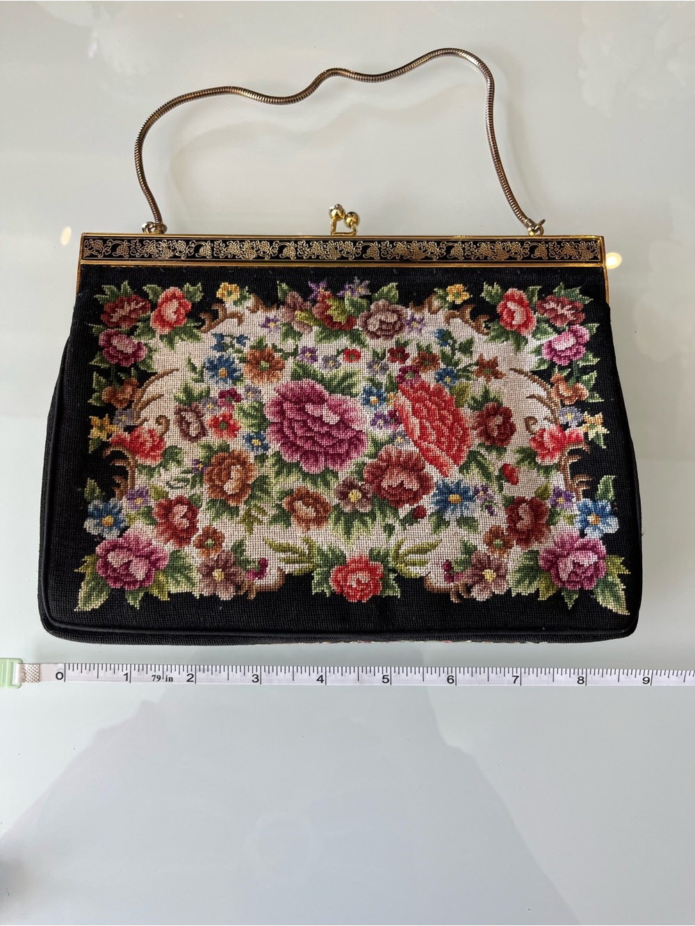 Vintage 1930’s Petit-Point Tapestry Handbag with Matching Coin Purse - Picture 6 of 11